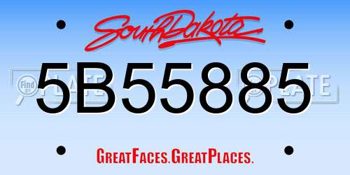 5B55885 South Dakota License Plate