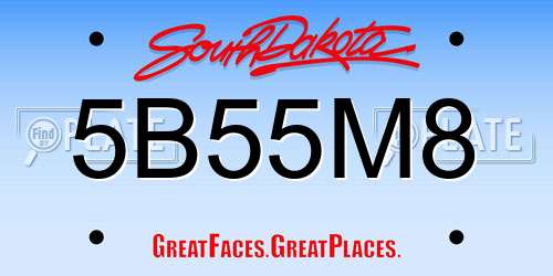 5B55M8 South Dakota License Plate