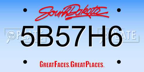5B57H6 South Dakota License Plate