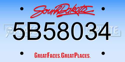 5B58034 South Dakota License Plate