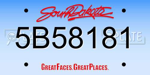 5B58181 South Dakota License Plate