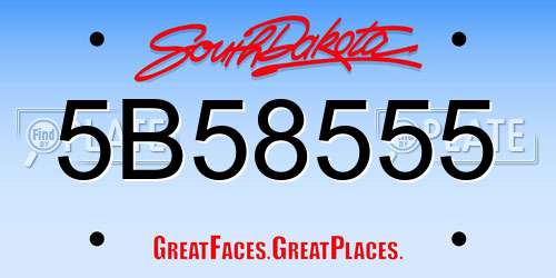 5B58555 South Dakota License Plate