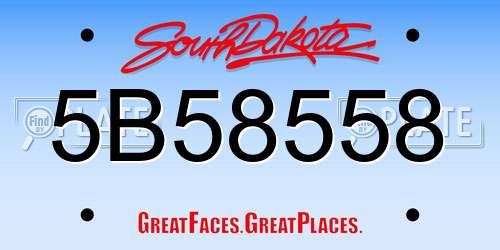 5B58558 South Dakota License Plate