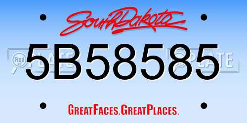 5B58585 South Dakota License Plate