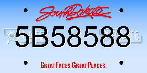 5B58588 South Dakota License Plate
