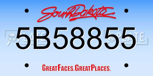 5B58855 South Dakota License Plate