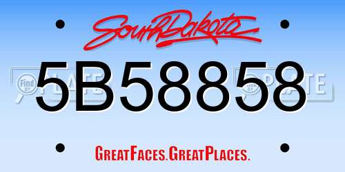 5B58858 South Dakota License Plate