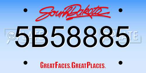 5B58885 South Dakota License Plate