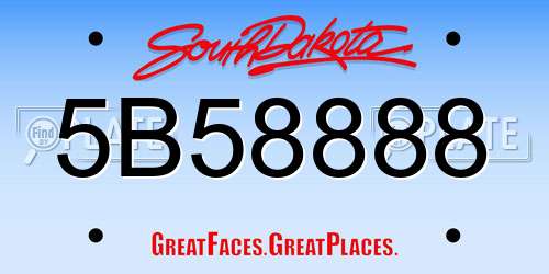 5B58888 South Dakota License Plate