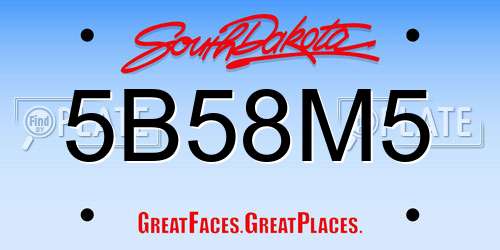 5B58M5 South Dakota License Plate