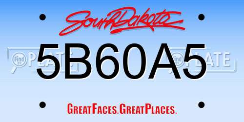 5B60A5 South Dakota License Plate