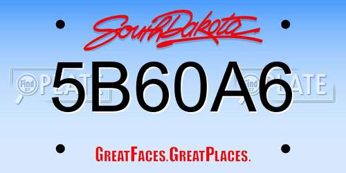 5B60A6 South Dakota License Plate