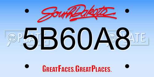 5B60A8 South Dakota License Plate