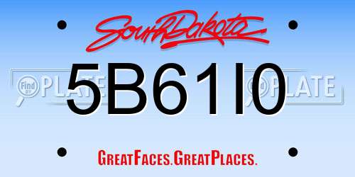 5B61I0 South Dakota License Plate