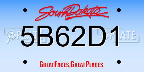 5B62D1 South Dakota License Plate