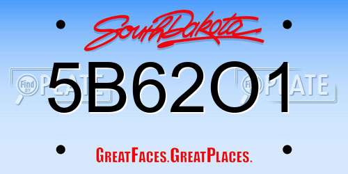 5B62O1 South Dakota License Plate