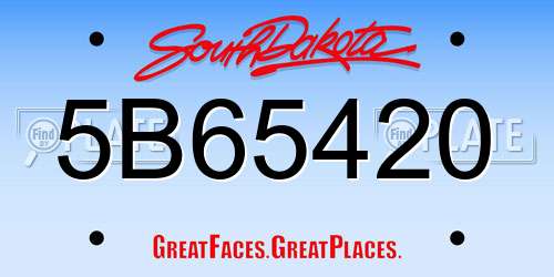 5B65420 South Dakota License Plate