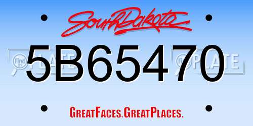 5B65470 South Dakota License Plate