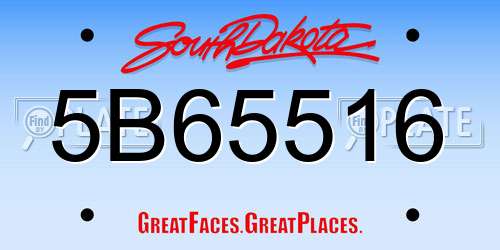 5B65516 South Dakota License Plate