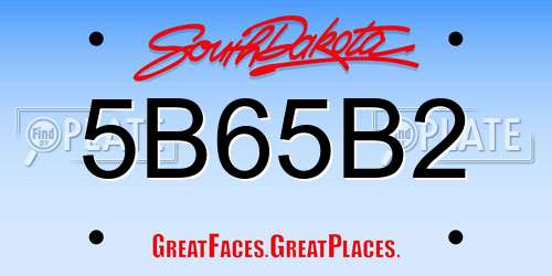 5B65B2 South Dakota License Plate