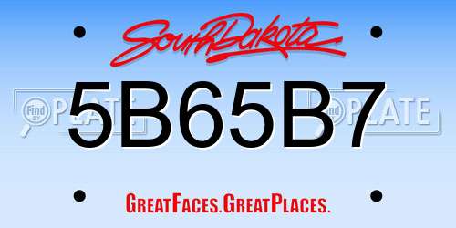 5B65B7 South Dakota License Plate