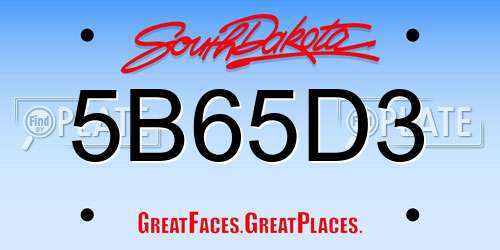 5B65D3 South Dakota License Plate