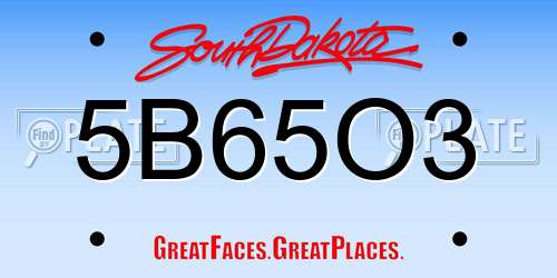 5B65O3 South Dakota License Plate