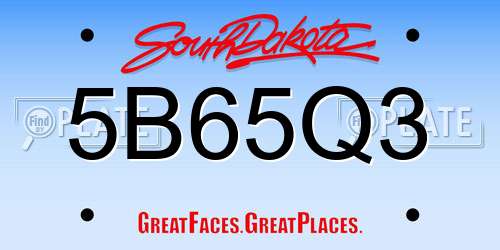 5B65Q3 South Dakota License Plate