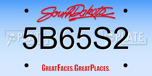 5B65S2 South Dakota License Plate