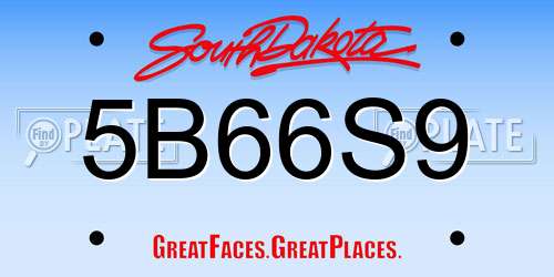 5B66S9 South Dakota License Plate
