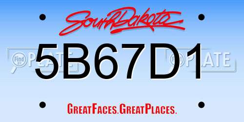 5B67D1 South Dakota License Plate