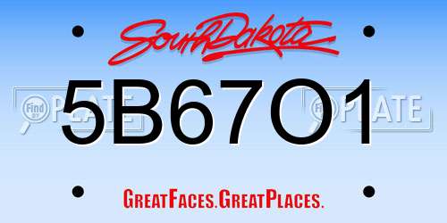 5B67O1 South Dakota License Plate