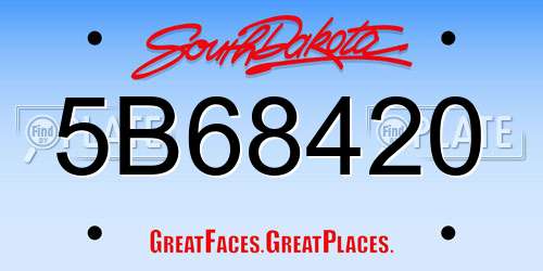 5B68420 South Dakota License Plate