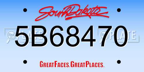 5B68470 South Dakota License Plate