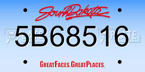 5B68516 South Dakota License Plate