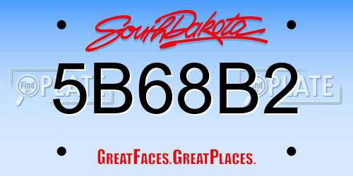5B68B2 South Dakota License Plate
