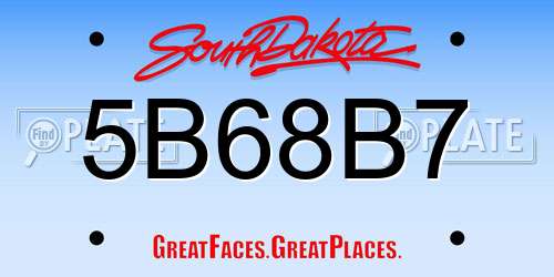 5B68B7 South Dakota License Plate