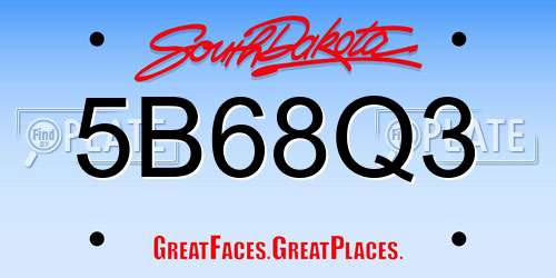 5B68Q3 South Dakota License Plate