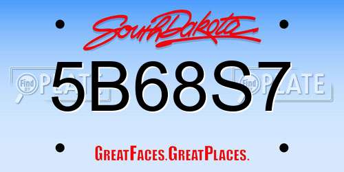 5B68S7 South Dakota License Plate