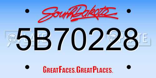 5B70228 South Dakota License Plate