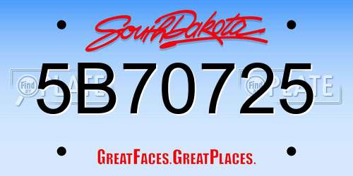 5B70725 South Dakota License Plate