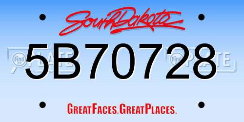 5B70728 South Dakota License Plate