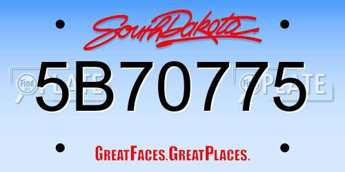 5B70775 South Dakota License Plate