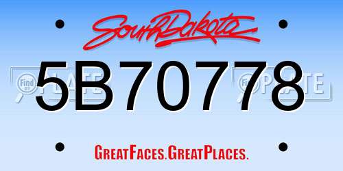 5B70778 South Dakota License Plate