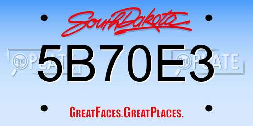 5B70E3 South Dakota License Plate