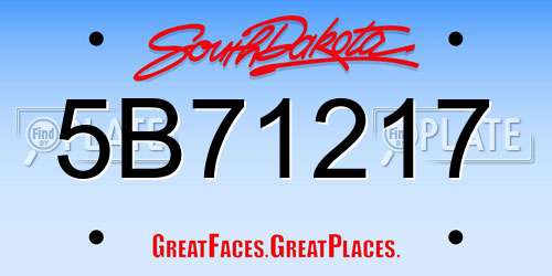5B71217 South Dakota License Plate