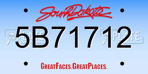5B71712 South Dakota License Plate