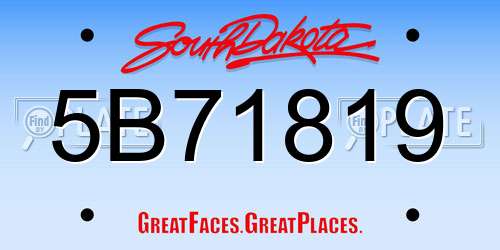5B71819 South Dakota License Plate