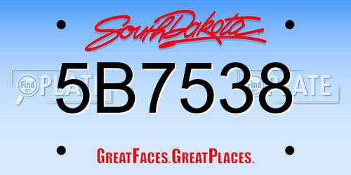 5B7538 South Dakota License Plate