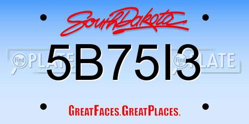 5B75I3 South Dakota License Plate